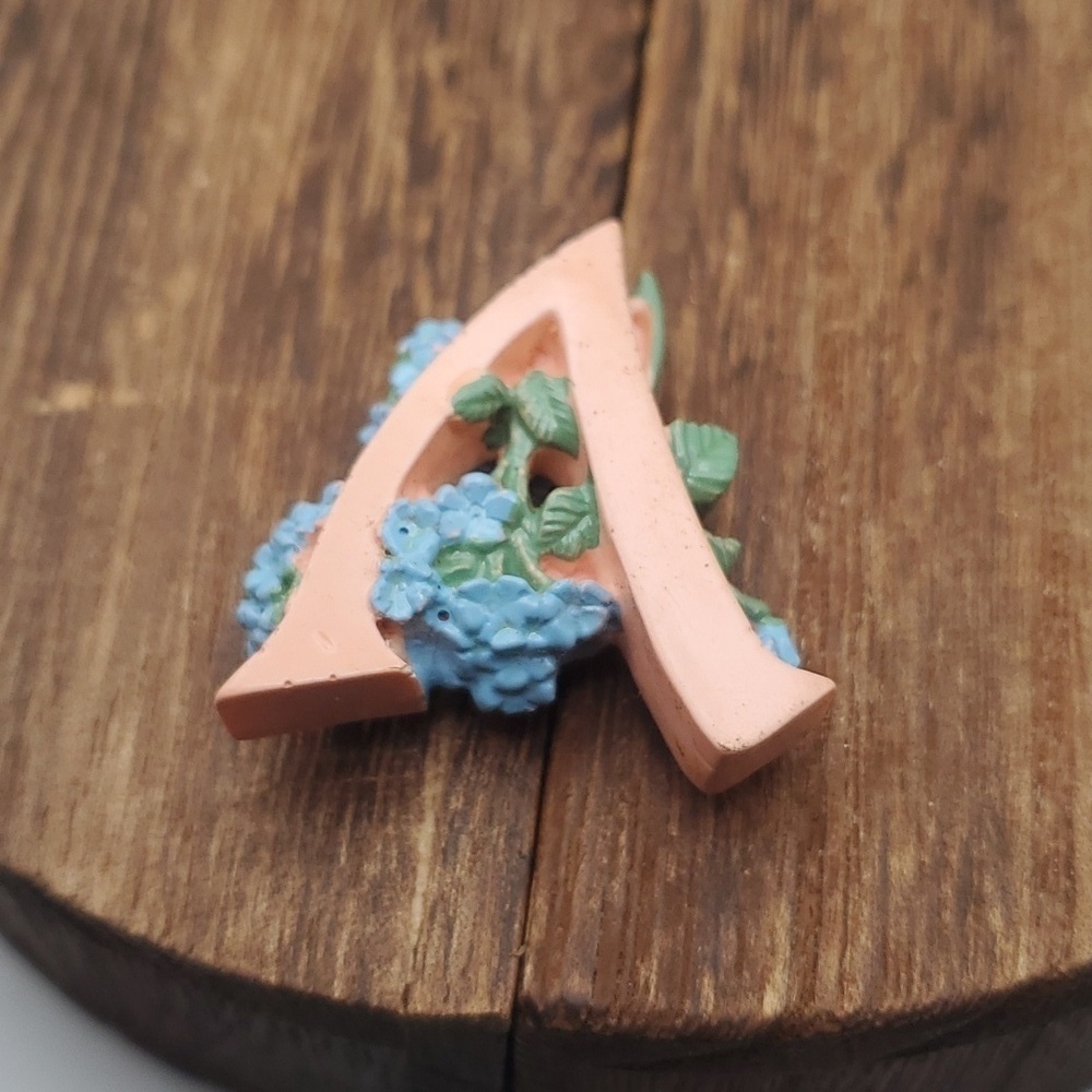Floral cottagecore A or V initial cabochon for jewelry making art customized